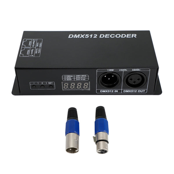 LED RGB DMX 512 Controlador Decodificador Atenuador 3 Canales 24A 3x8A Raya de luz