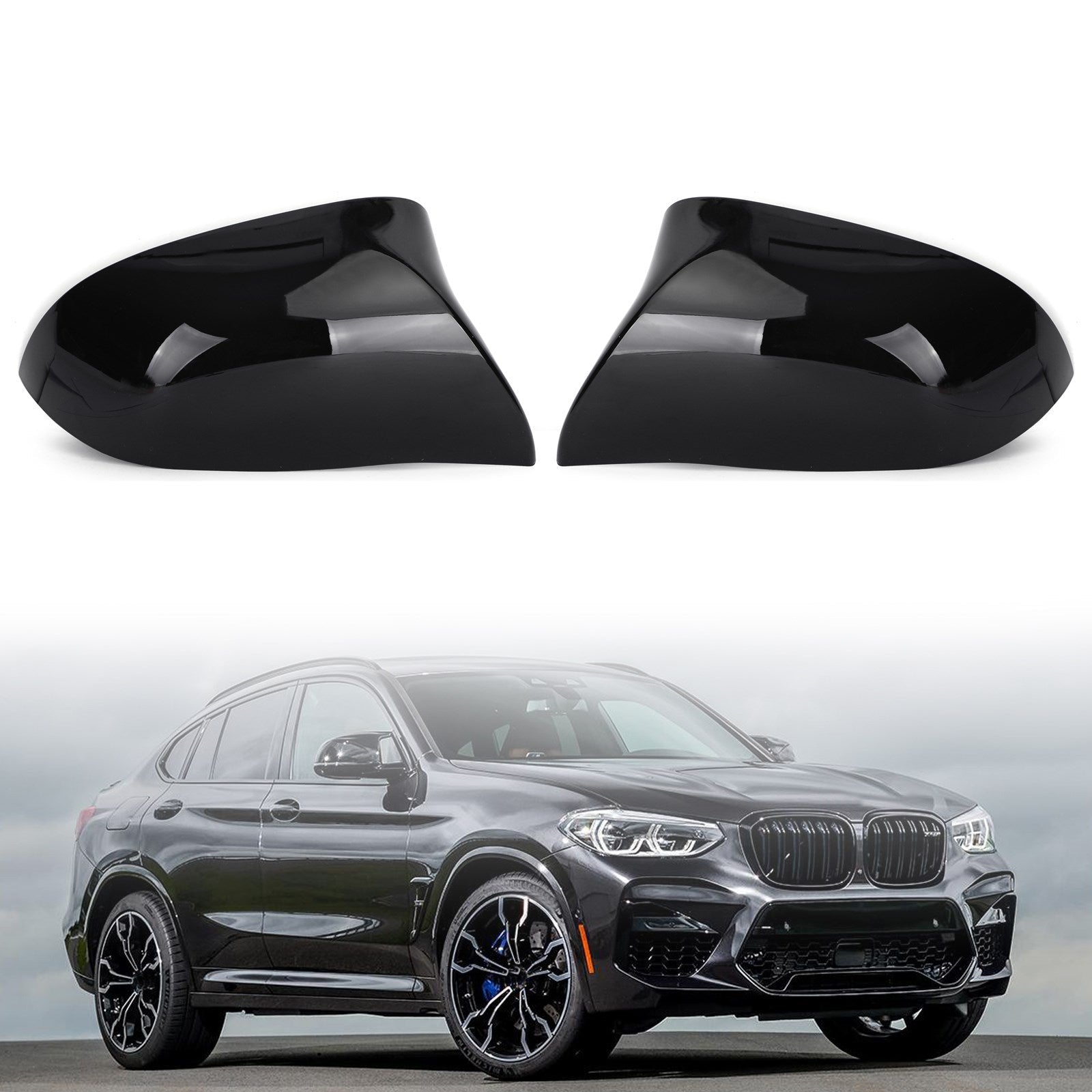 Glossy Black Side Mirror Cover Caps M Style for BMW X5 F15 X6 F16 28i 35i 14-18 Generic