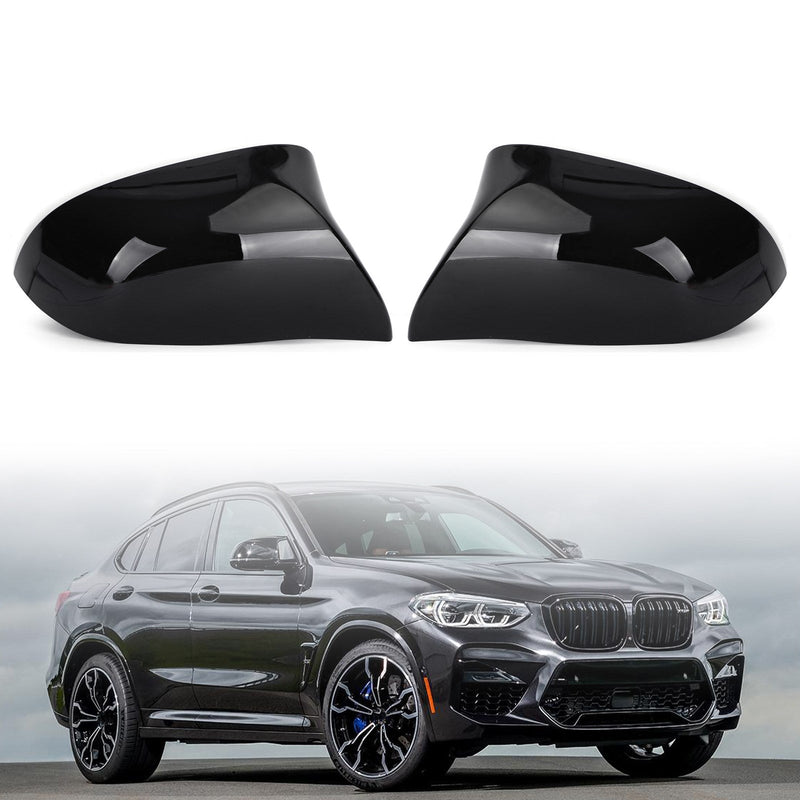 قبعات غطاء مرآة جانبية سوداء لامعة طراز M لسيارة BMW X5 F15 X6 F16 28i 35i 14-18 عام