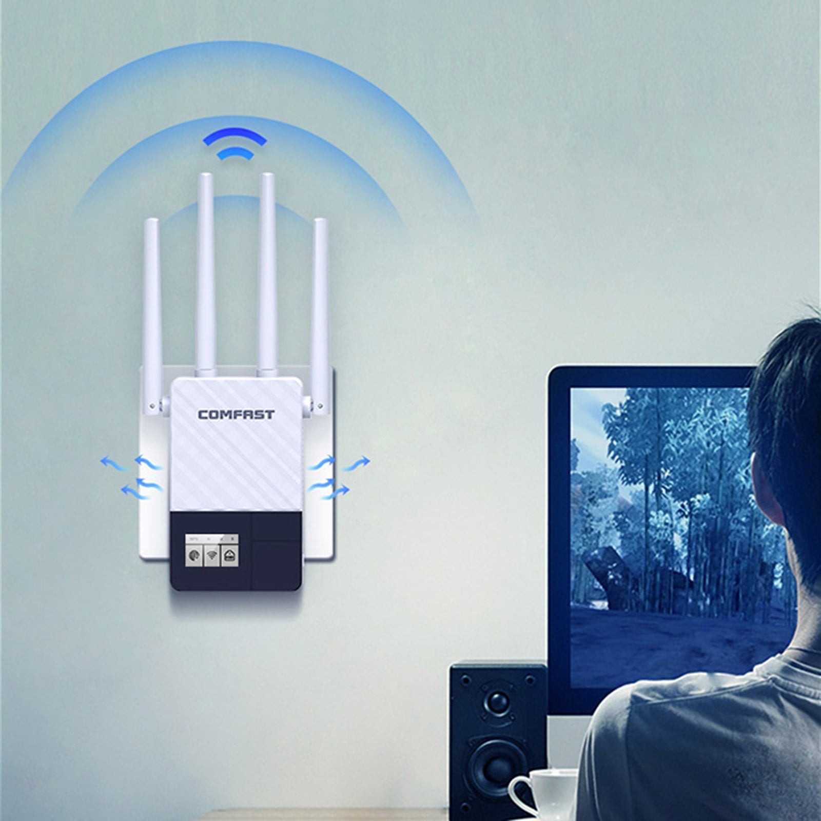 Dual Band 2.4G 5G WiFi Wireless Extender Signal Amplifier WiFi Booster 1200Mbps