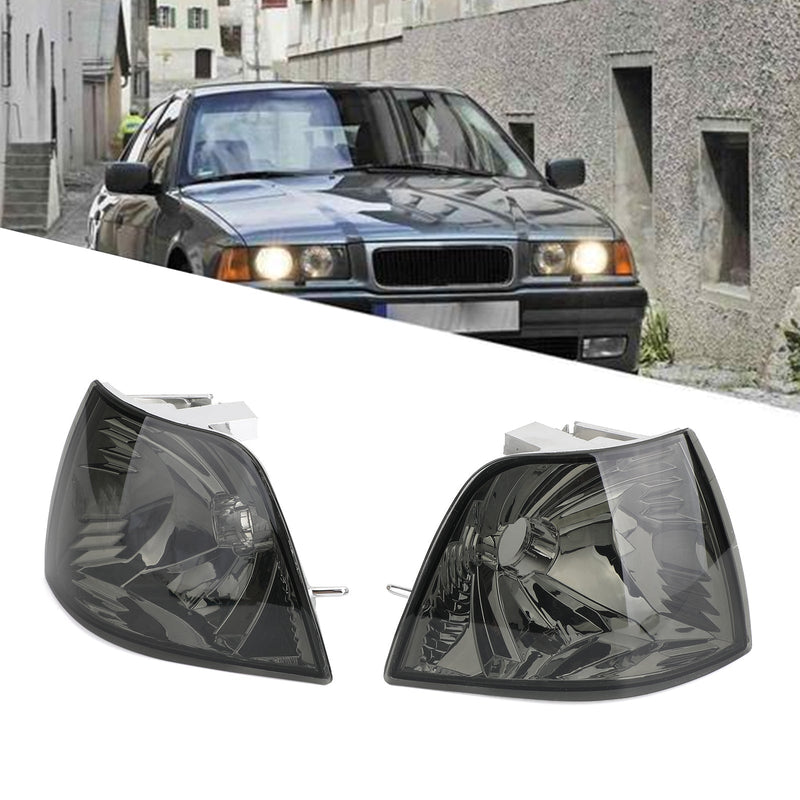 BMW 3-Series E36 4DR 1992-1998 Luces de esquina ahumadas Lámparas de estacionamiento PAR Se adapta genérico