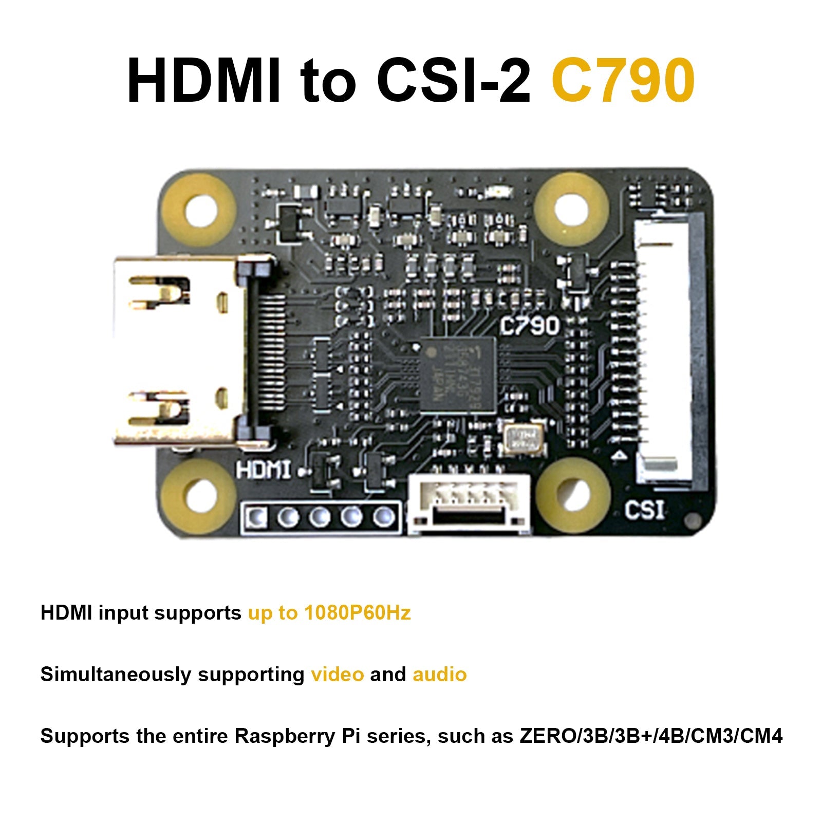 Módulo HDMI a CSI-2 C790 Entrada HDMI a placa de expansión CSI C0779 Pikvm