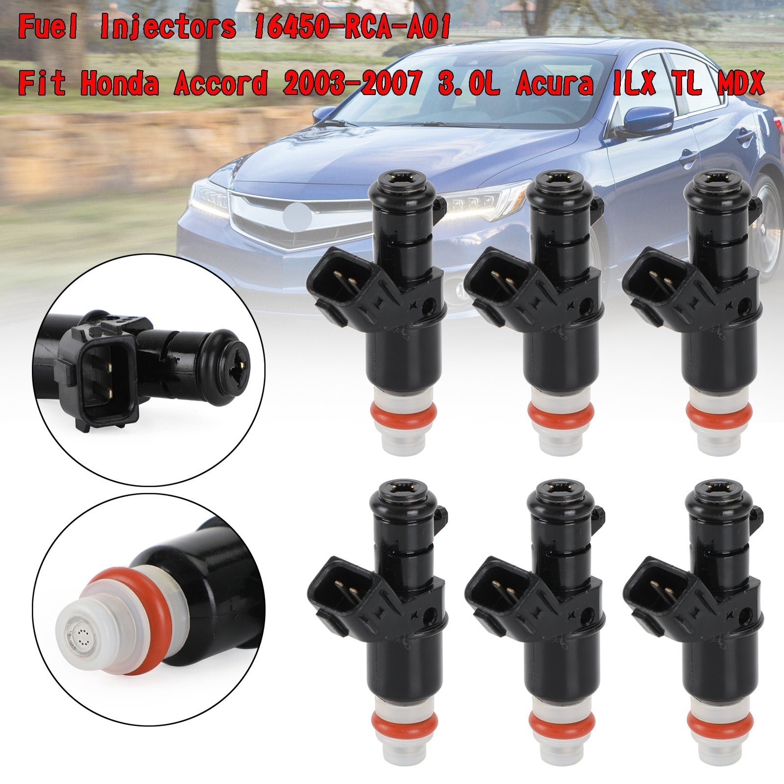 6PCS Fuel Injectors 16450-RCA-A01 Fit Honda Accord 2003-2007 3.0L Acura ILX Generic