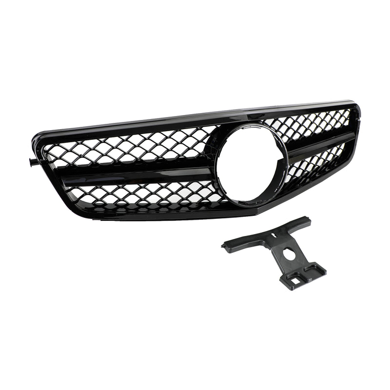 C63 Style Gloss Black Grill Grille Fits C-Class Benz W204 C300 C350 2008-2014