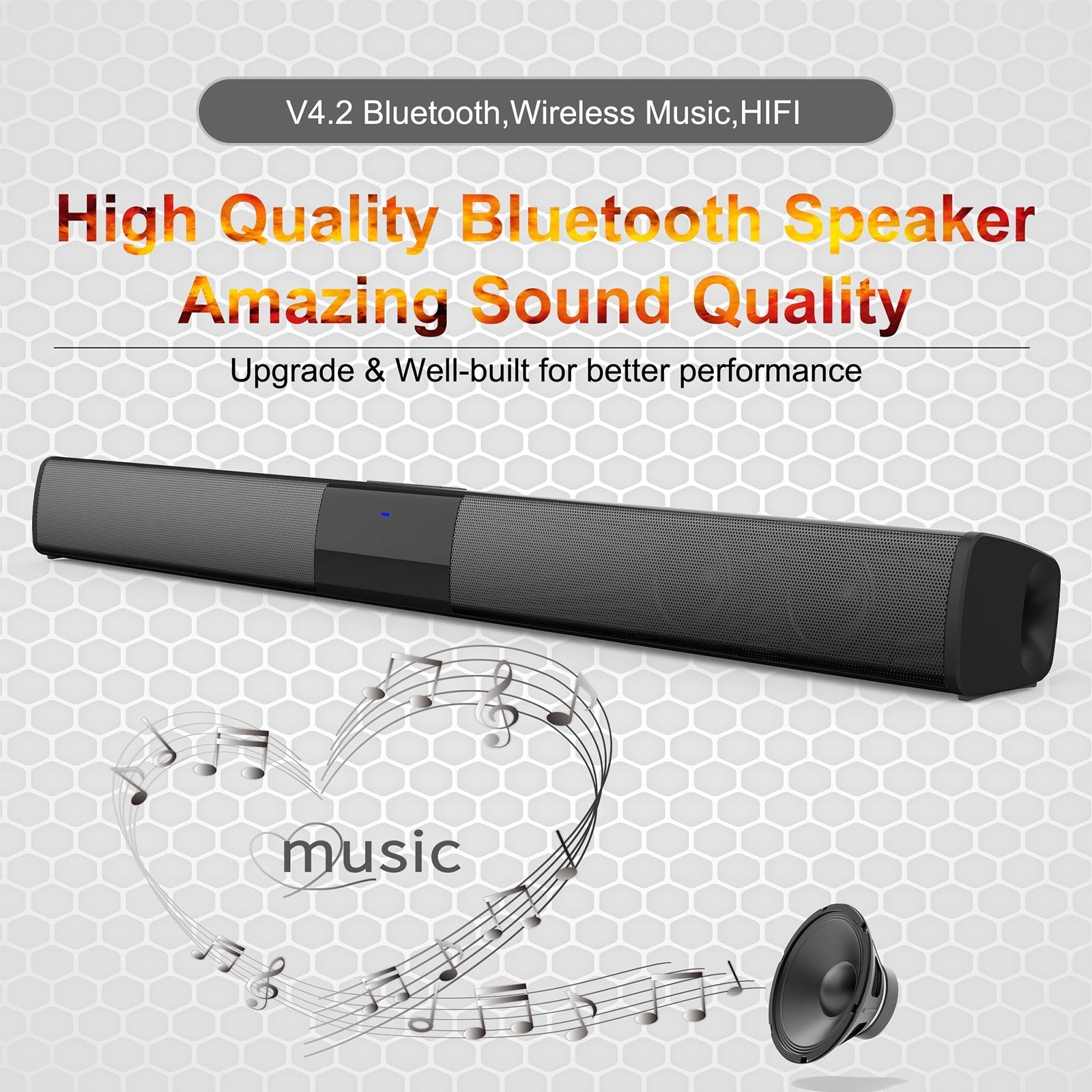 Surround Sound Bar 4 Speaker System Wireless BT Subwoofer TV Home Theater Remote