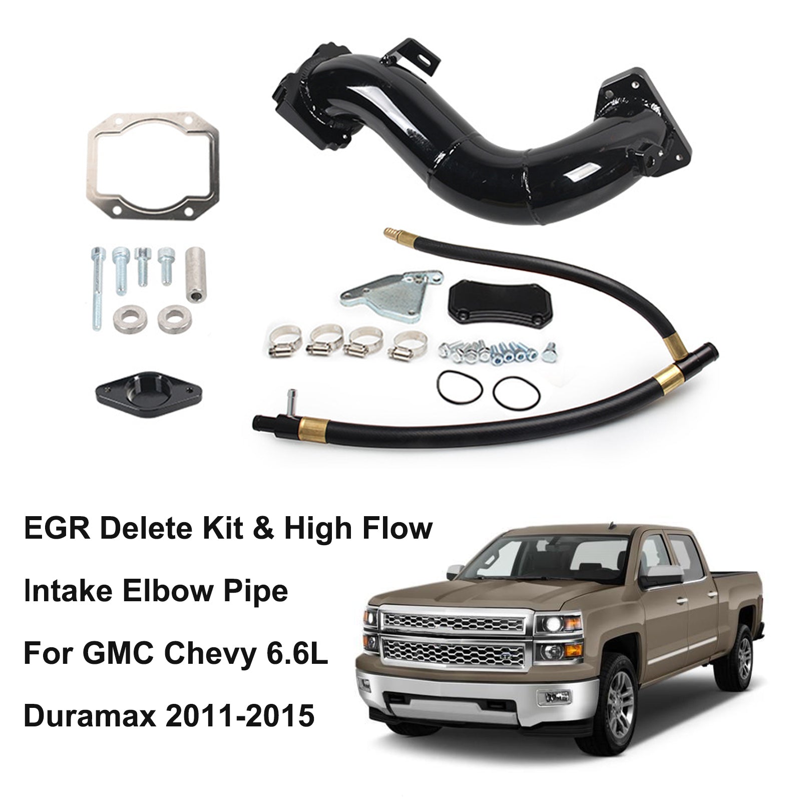 GMC Chevy 6.6L Duramax 11-15 EGR Delete Kit & High Flow Intake Elbow Pipe