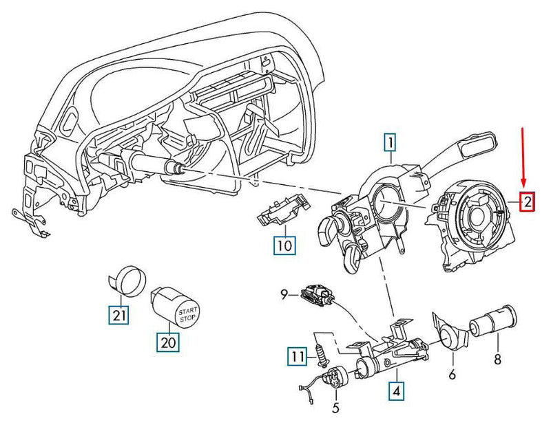 Audi RS3 Sportback Lim 2016-2021 / Skoda Octvia 2013-2021 Sensor de ángulo de dirección Módulo de resorte de reloj 5Q0953549E