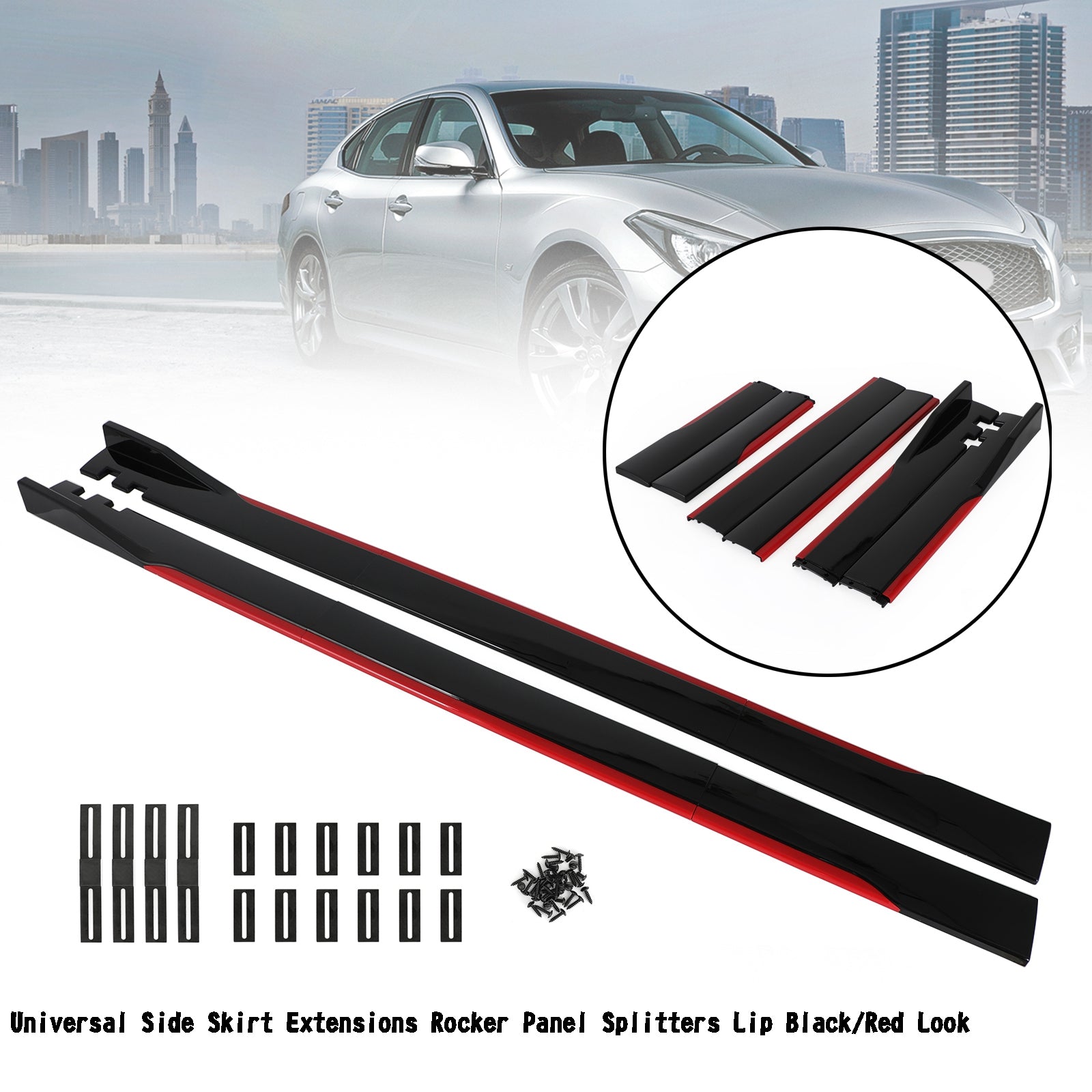 78.7" Universal Side Skirt Extensions Rocker Panel Splitters Lip Polypropylene