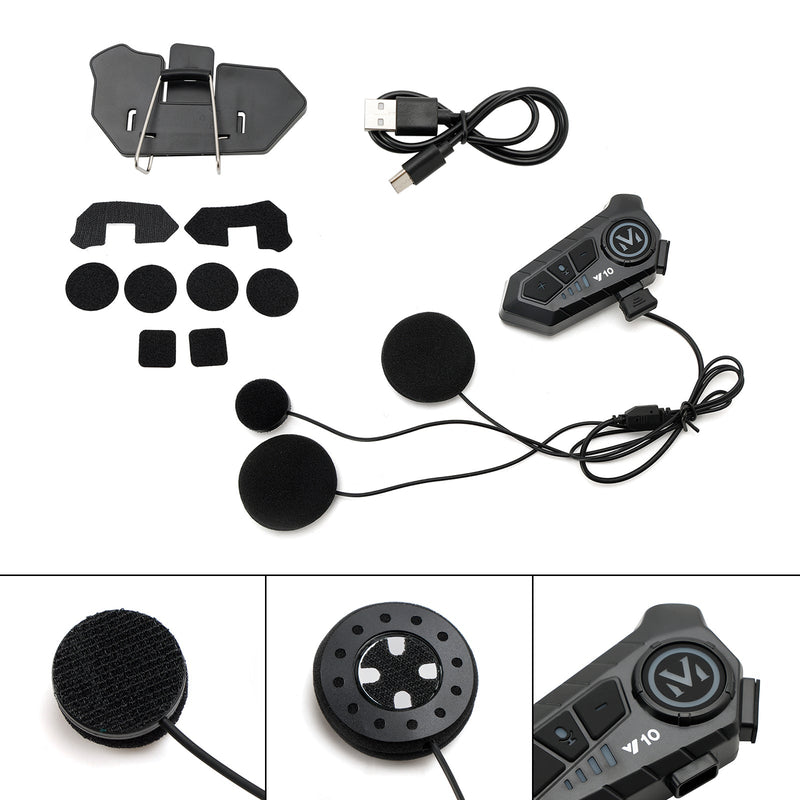 Auriculares universales con Bluetooth para casco, reproductor de altavoz, color negro, para motocicleta