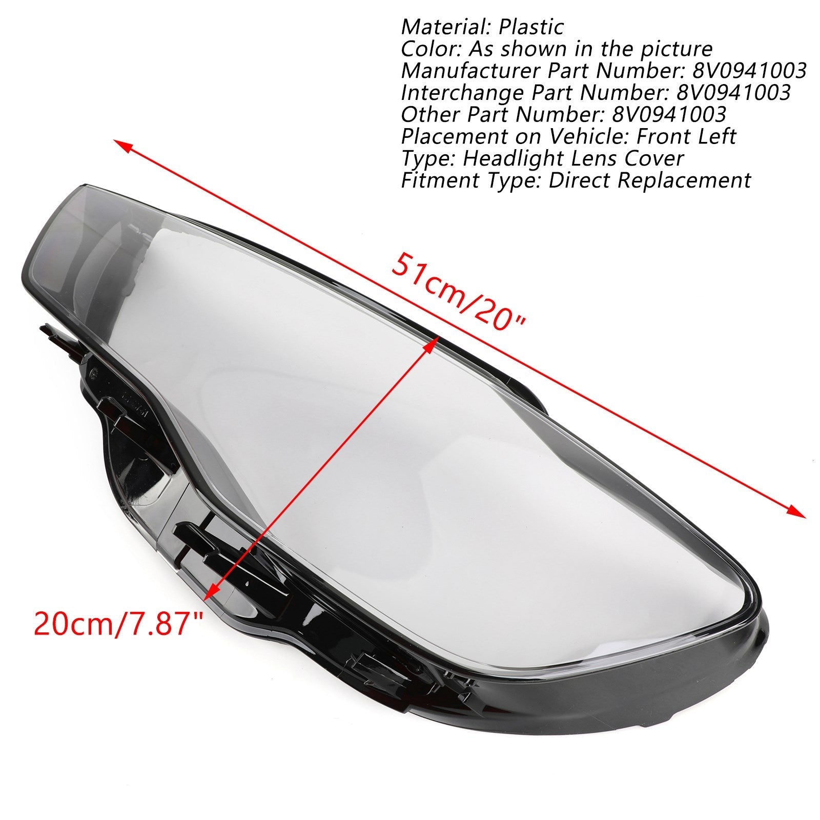 Headlight Cover Headlamp Lens For Audi A3 2013-2016 Clear Generic