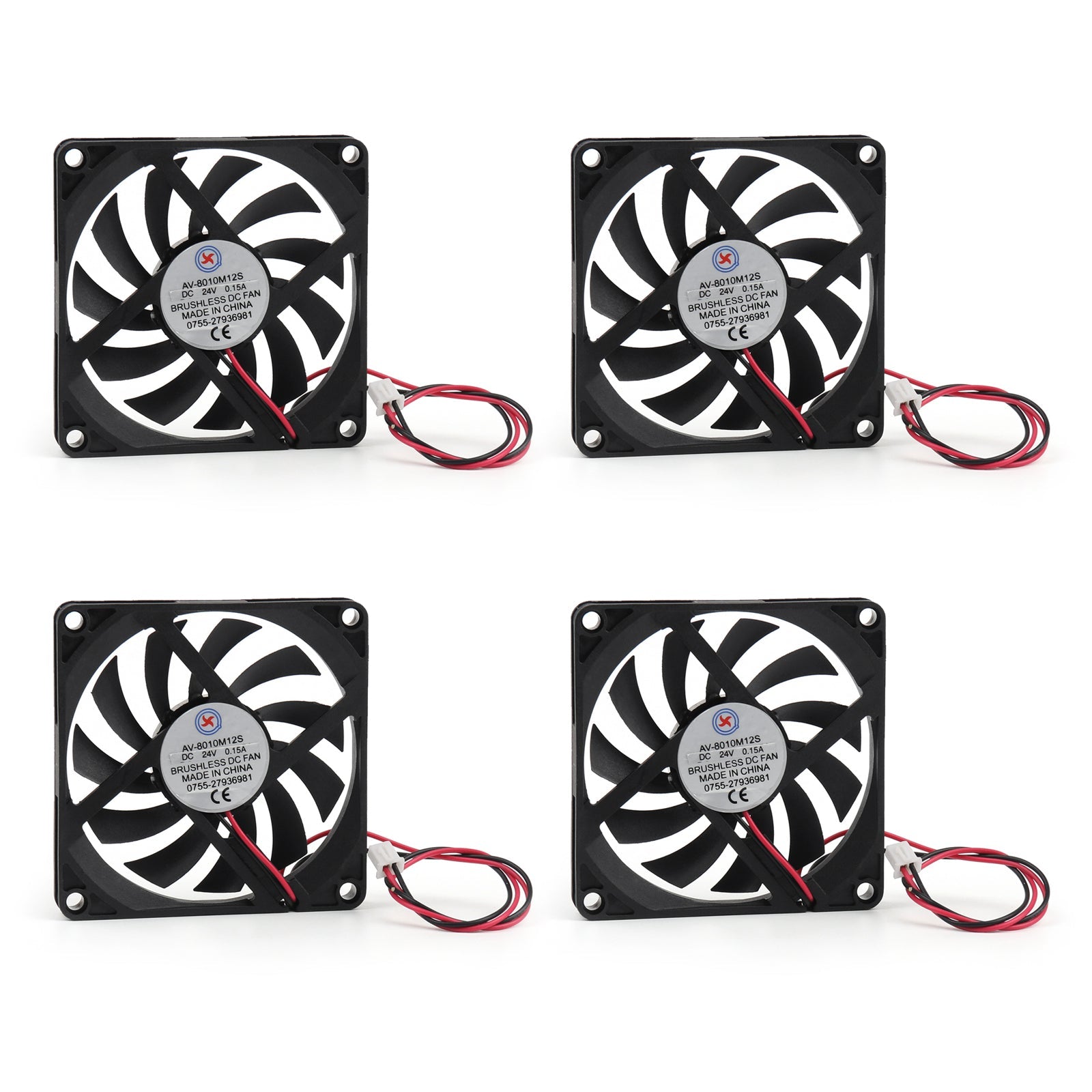 4Pcs DC Brushless Cooling Fan 24V 0.15A 8010S 80x80x10mm 2 Pin CUP Computer Fan