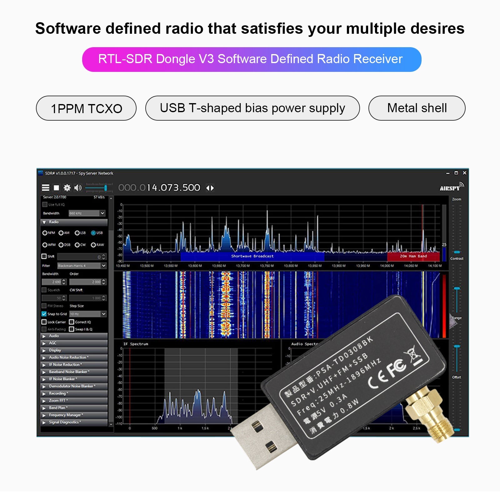 Mini SDR Receiver RF Analyzer 2832 Main Chip Broadband Spectrum Analyzer Radio