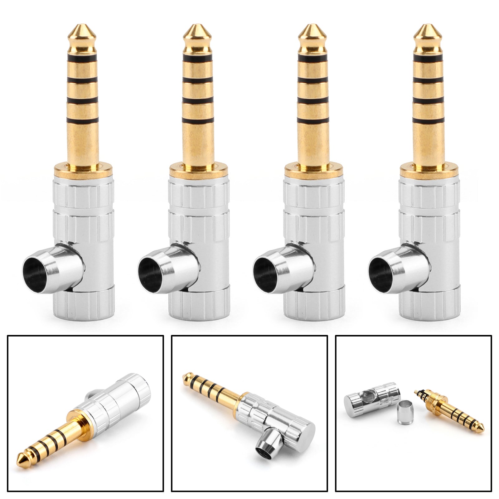 4PCS 4.4mm Conector de audio de 5 polos en ángulo recto para SONY NW-WM1Z / A Plata