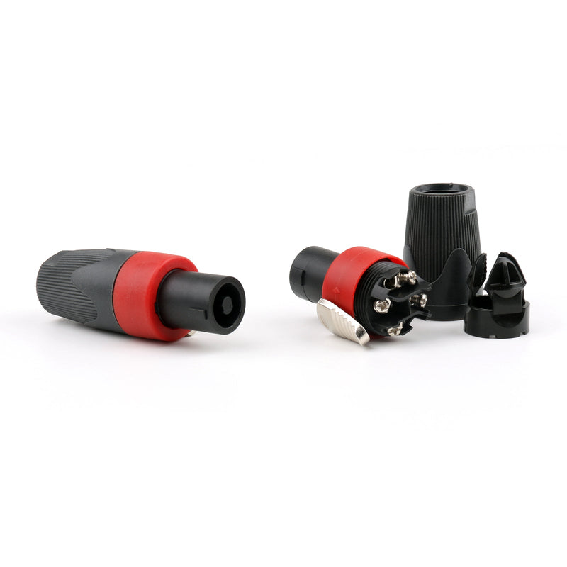 2 piezas de alta calidad Speakon 4 pines macho conector de cable de audio compatible rojo