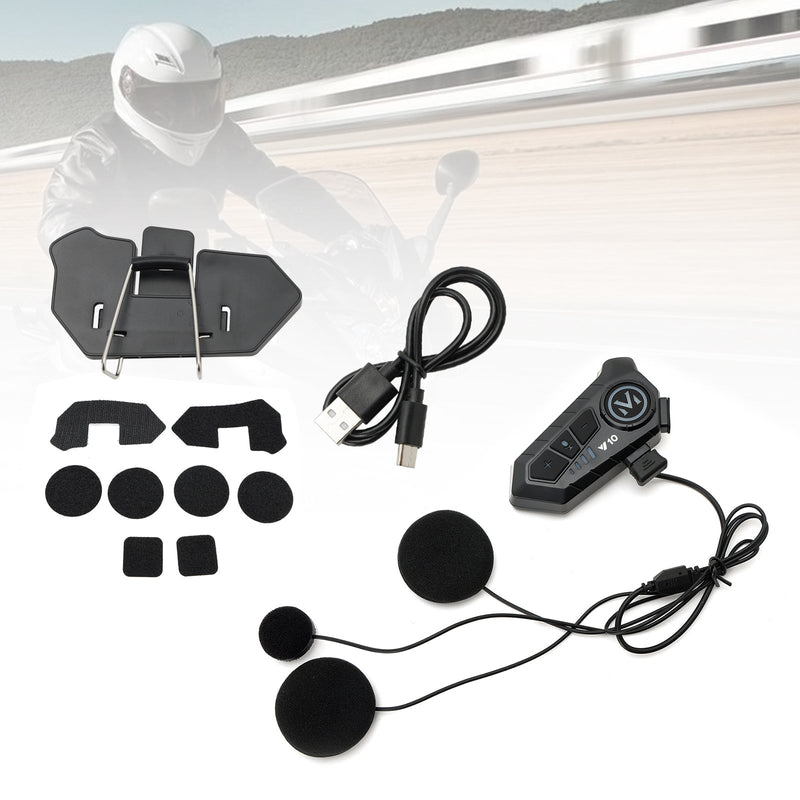 Auriculares universales con Bluetooth para casco, reproductor de altavoz, color negro, para motocicleta