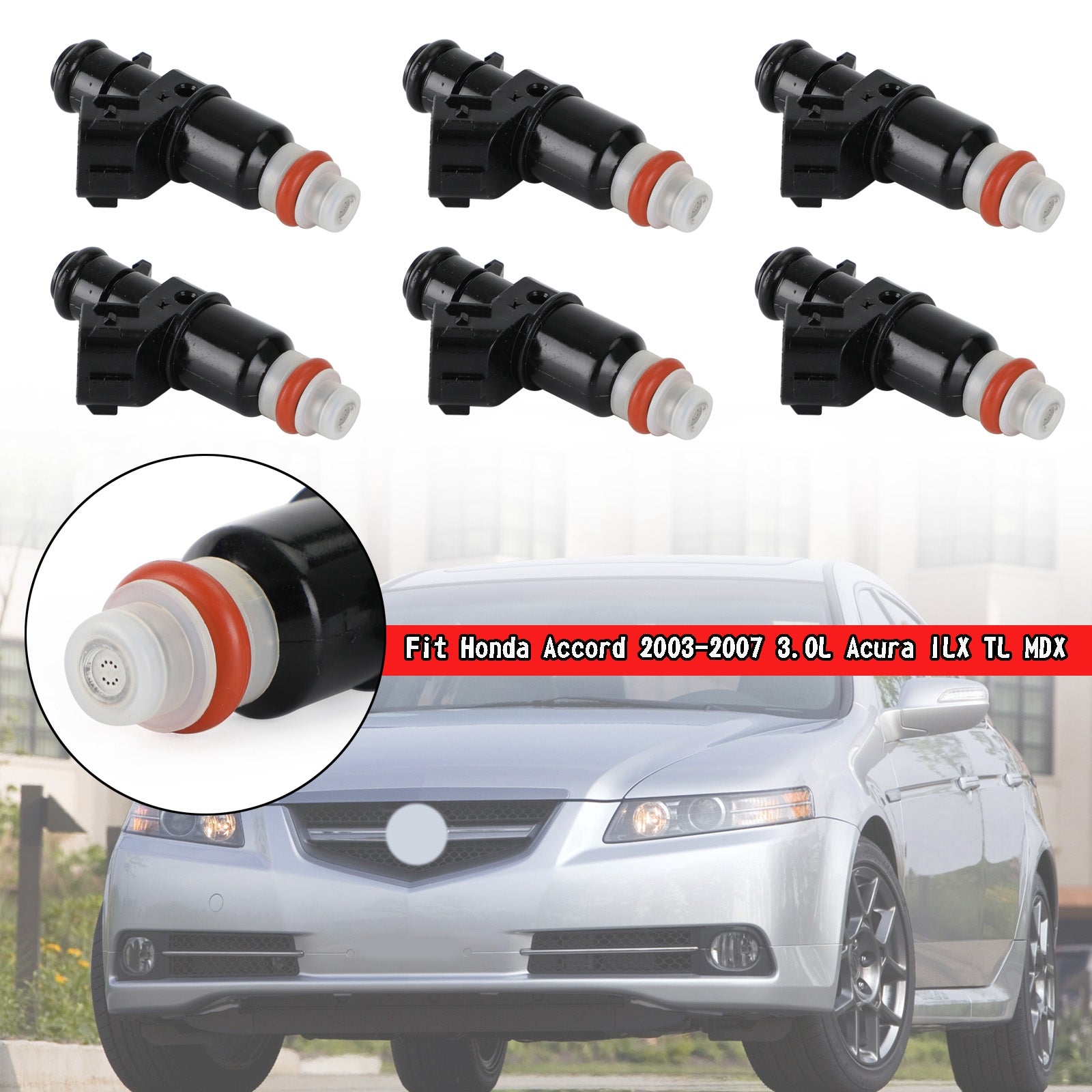 6PCS Fuel Injectors 16450-RCA-A01 Fit Honda Accord 2003-2007 3.0L Acura ILX Generic