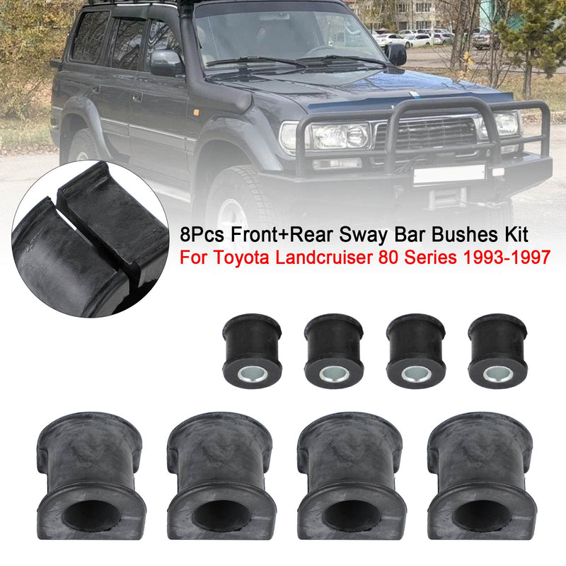 8Pcs Front+Rear Sway Bar Bushes Kit For Toyota Landcruiser 80 Series 1993-1997 Generic