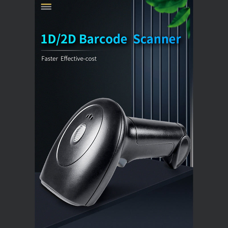 Automatic USB Laser Scan Barcode Scanner 2 In 1 1D+2D Code Reader Gun with Stand