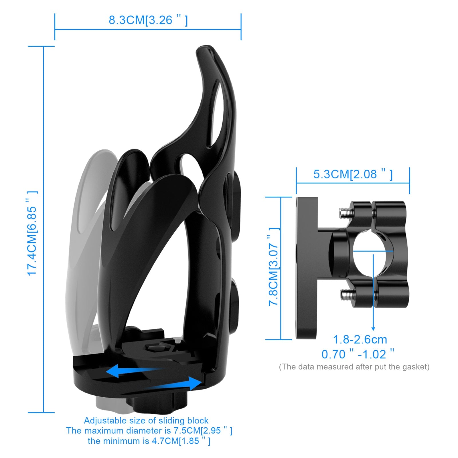 Motor ajustable manillar portavasos botella soporte de montaje para Atv Scooter BlackC genérico