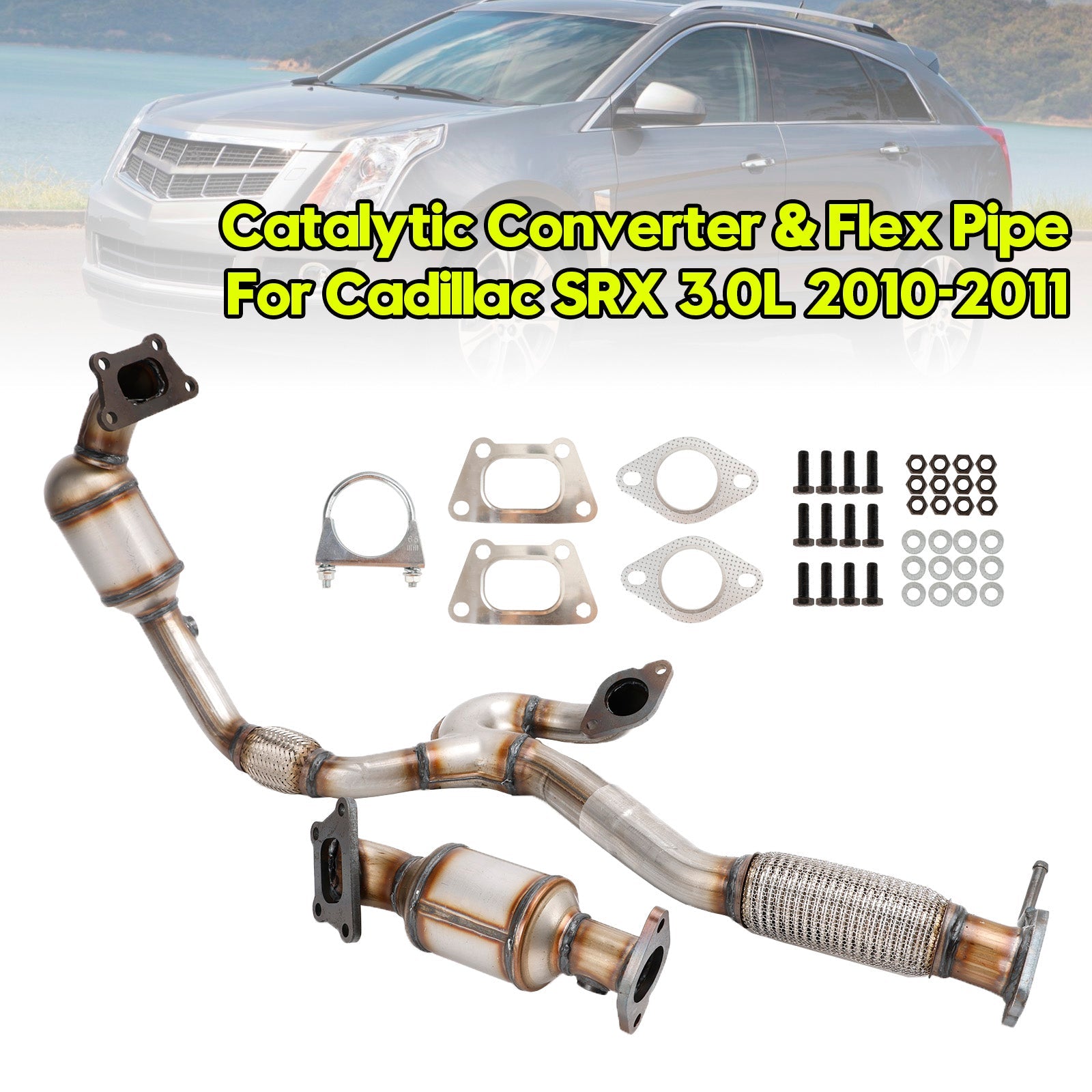 Front & Rear Catalytic Converter & Flex Pipe For Cadillac SRX 3.0L 2010-2011