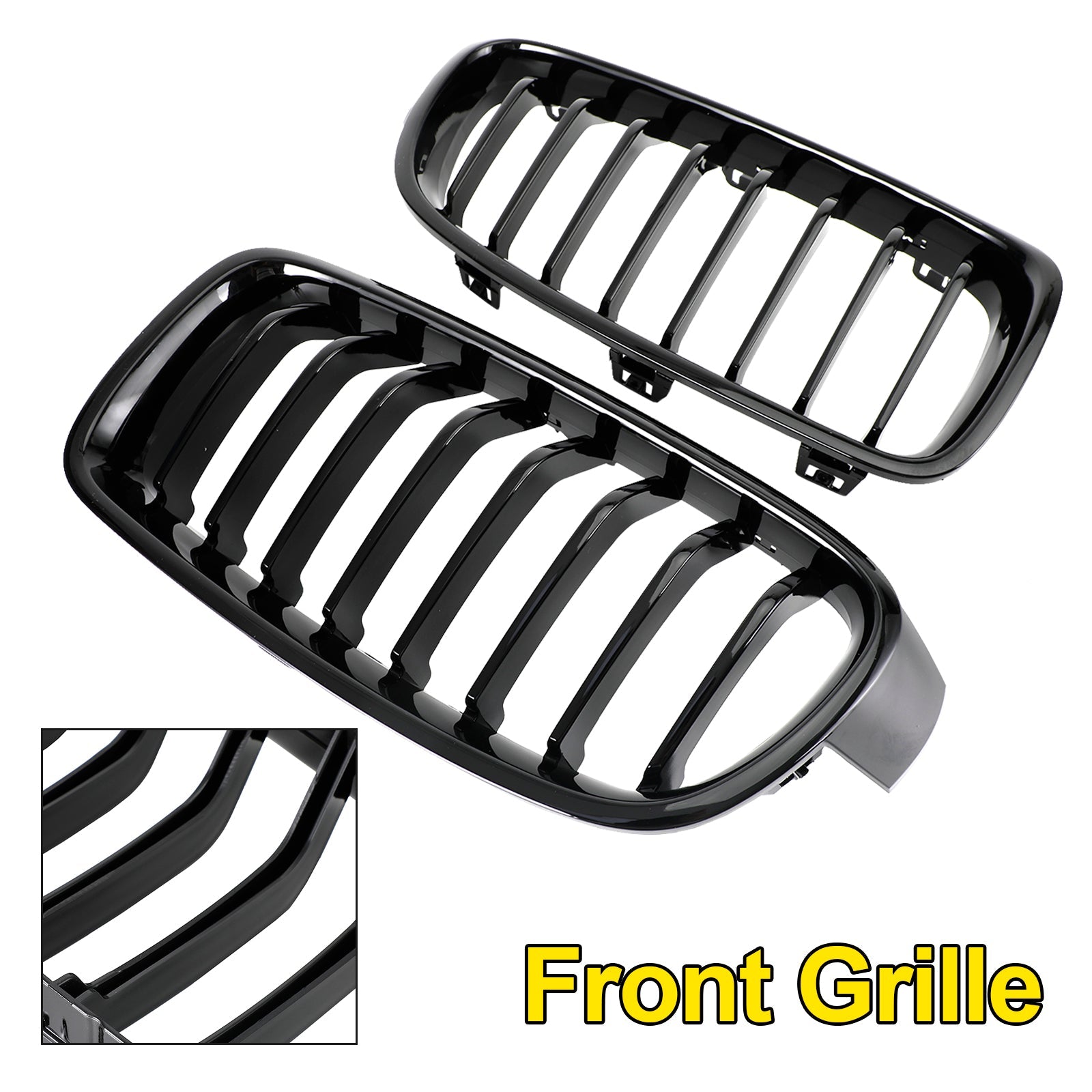 BMW 3 Series F30 F31 F35 2012-2019 Gloss Black Front Kidney Grill Grille