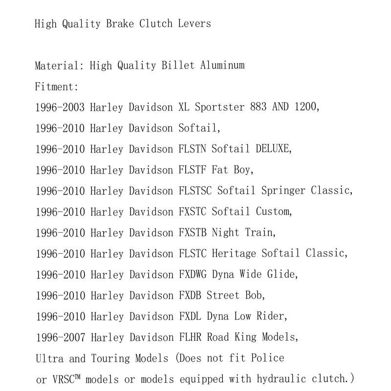 Palancas de embrague de freno corte de borde para Harley Softail Dyna Road King negro genérico 