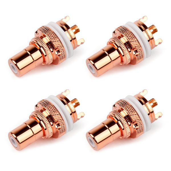 4PCS White RCA Female Socket Chassis Connector High Quality Copper Jack