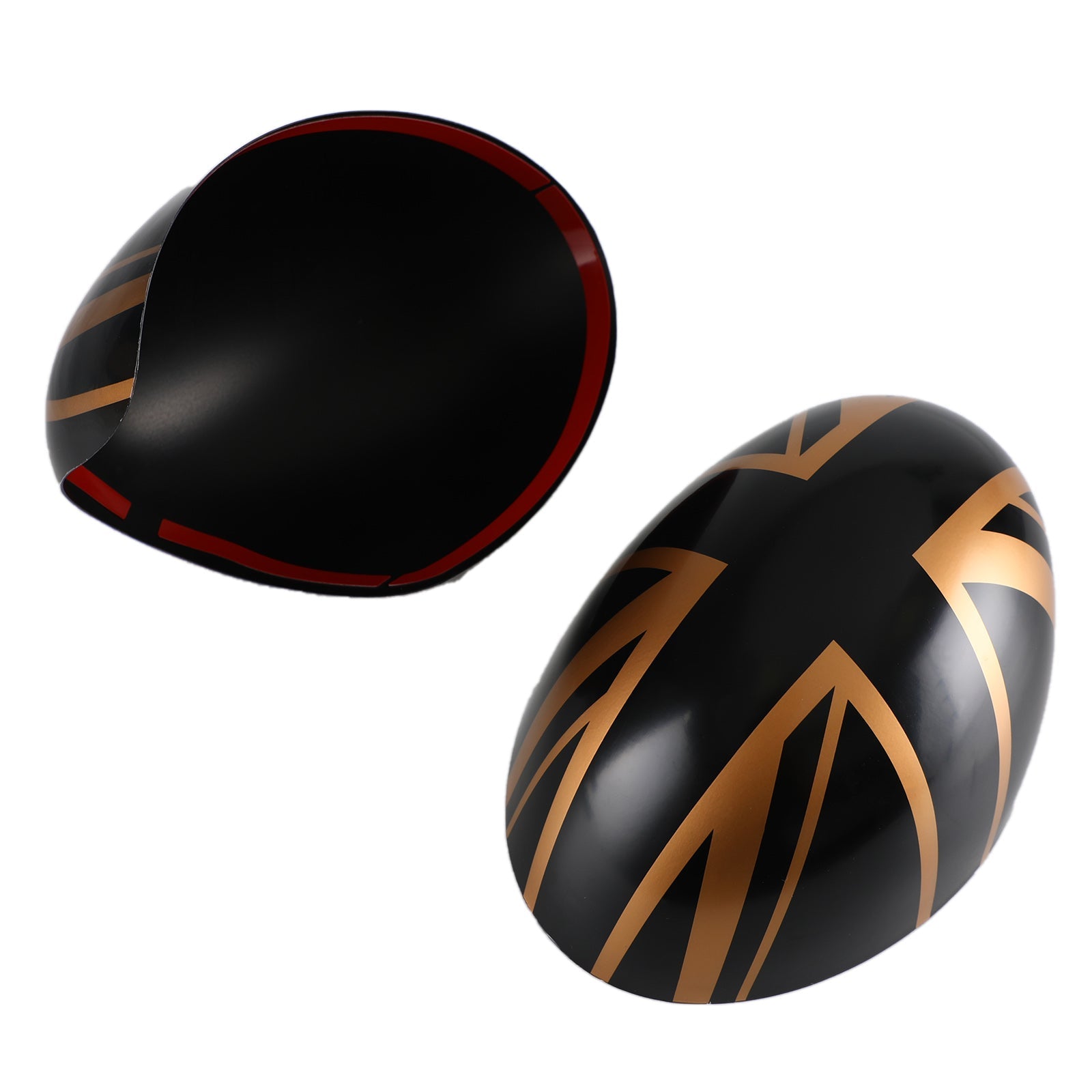 2 x  Union Jack UK Flag Mirror Covers for MINI Cooper R55 R56 R57 Black/Gold