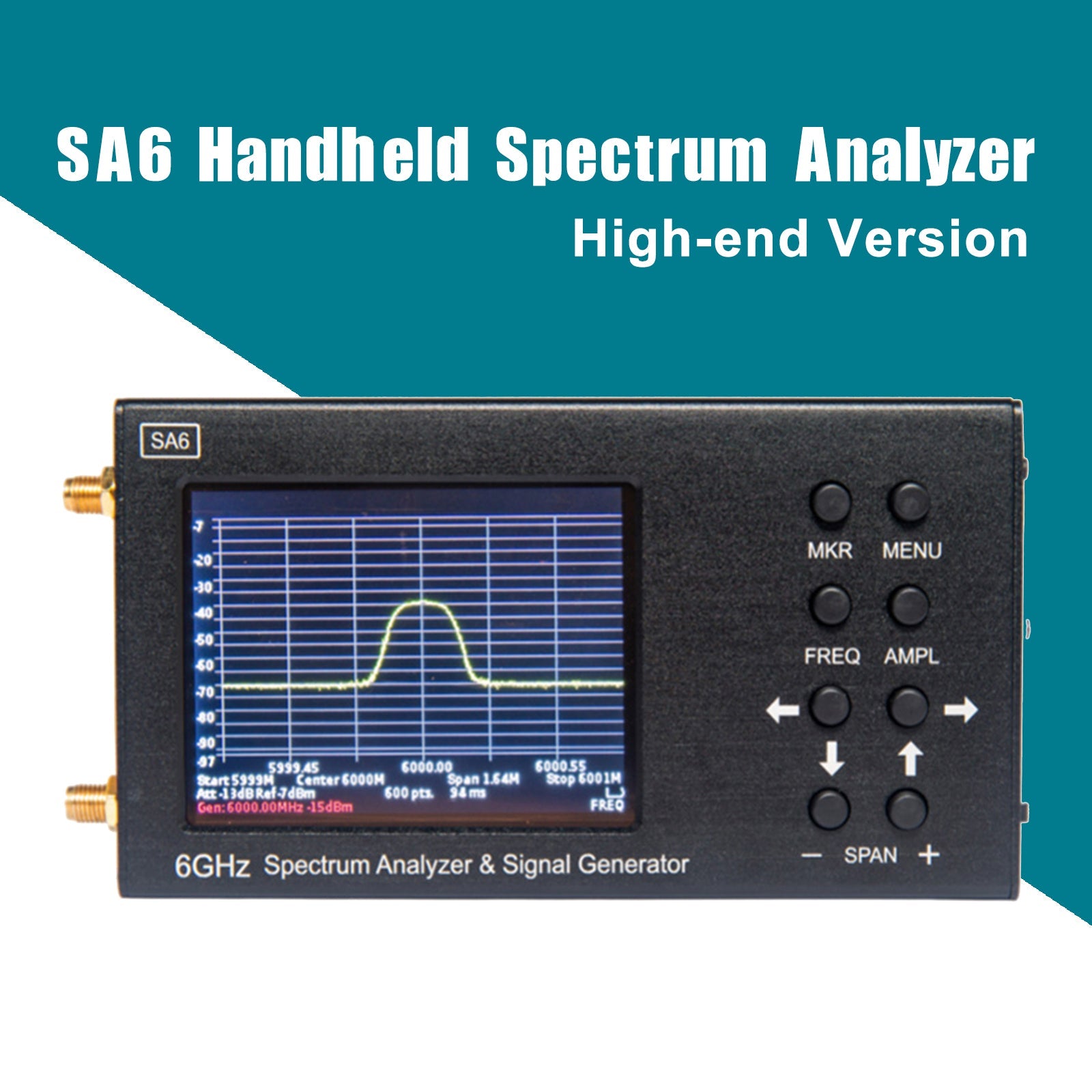 SA6 6GHz portátil de mano 3,2" analizador de espectro generador de señal 35-6200MHz