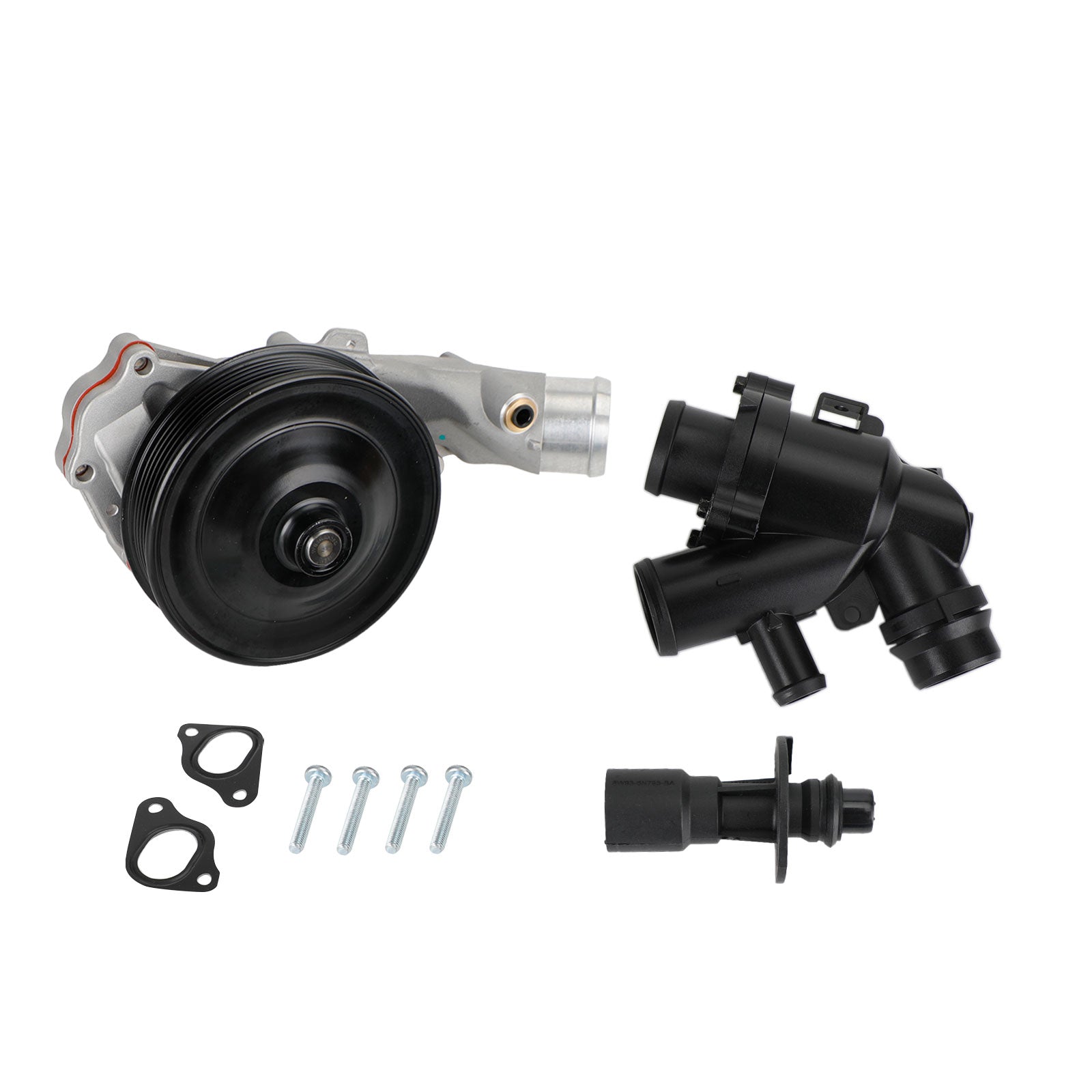 2010-2014 Jaguar XF 5.0L V8 XFR XFR-S Bomba de agua con conector de juntas de pernos + kit de termostato