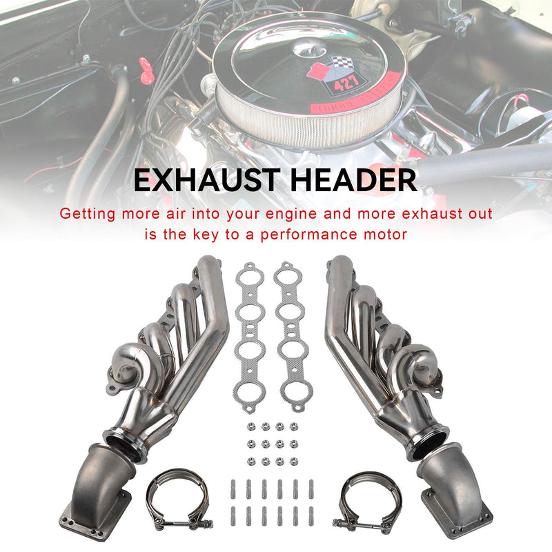 Turbo Exhaust Manifold Header Fit LS1 LS6 LSX V8 + Elbows T3 T4 to 3.0" V Band