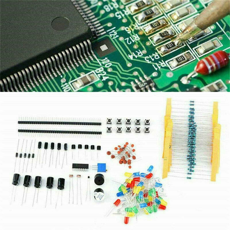 Kit de inicio básico de componentes electrónicos con resistencia de tablero de pruebas de 830 puntos de conexión