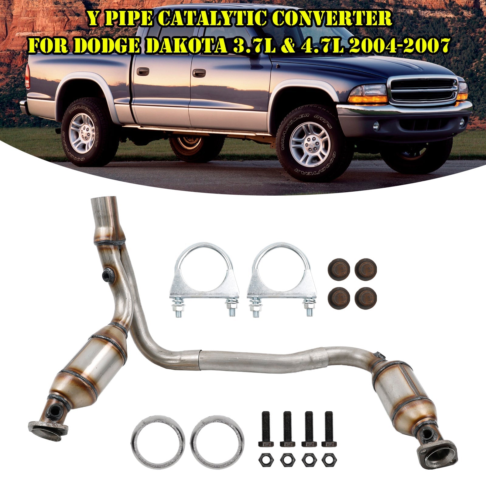 Y Pipe Catalytic Converters Direct Fit For Dodge Dakota 3.7L & 4.7L 2004-2007