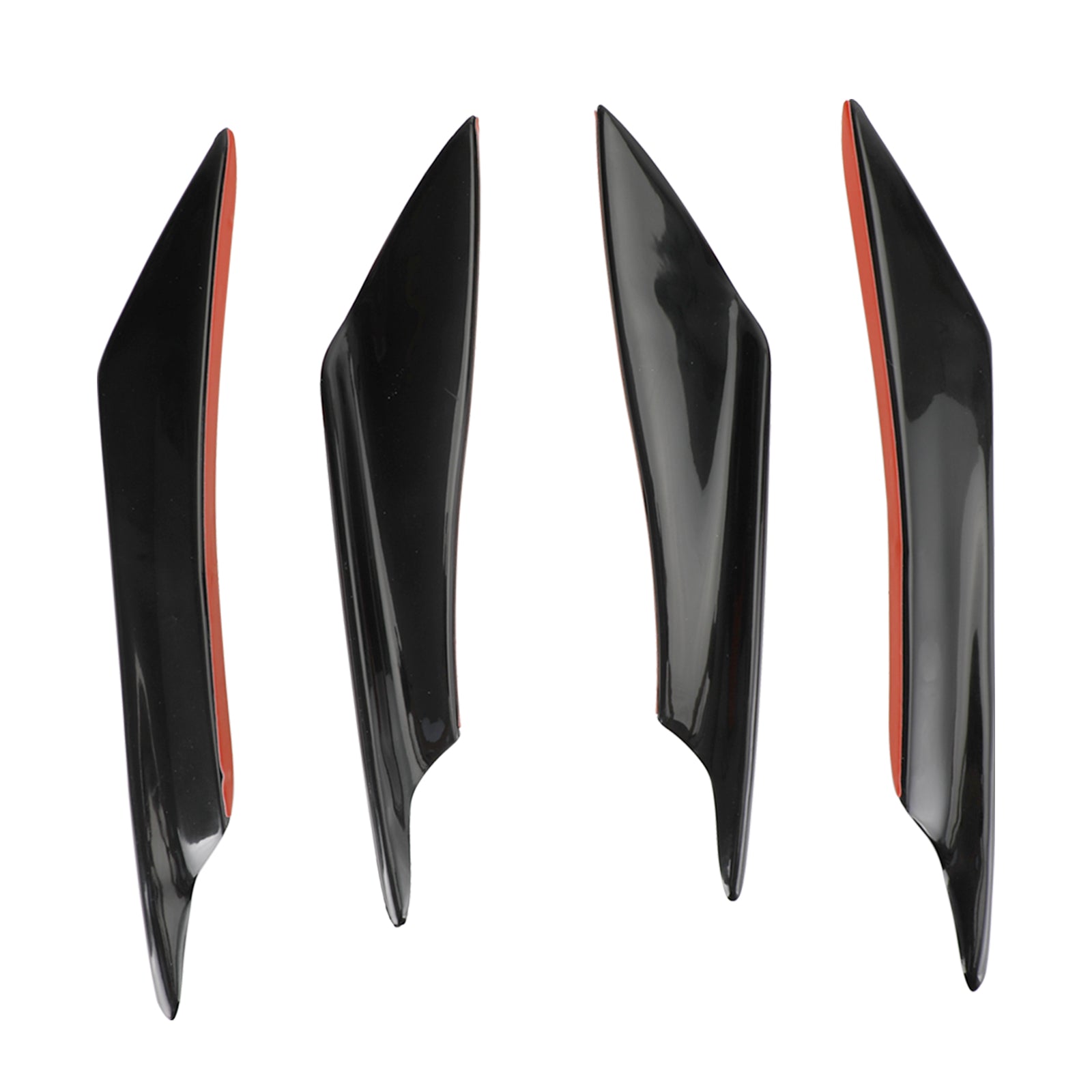 4pcs Universal Car Front Bumper Fins Body Splitter Spoiler Canards Gloss Black