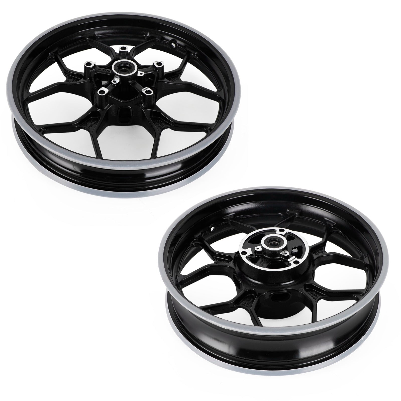 Front + Rear Wheel Rims For Yamaha YZF R3 YZF-R3 RH07 RH12 2015 - 2022 Black Generic