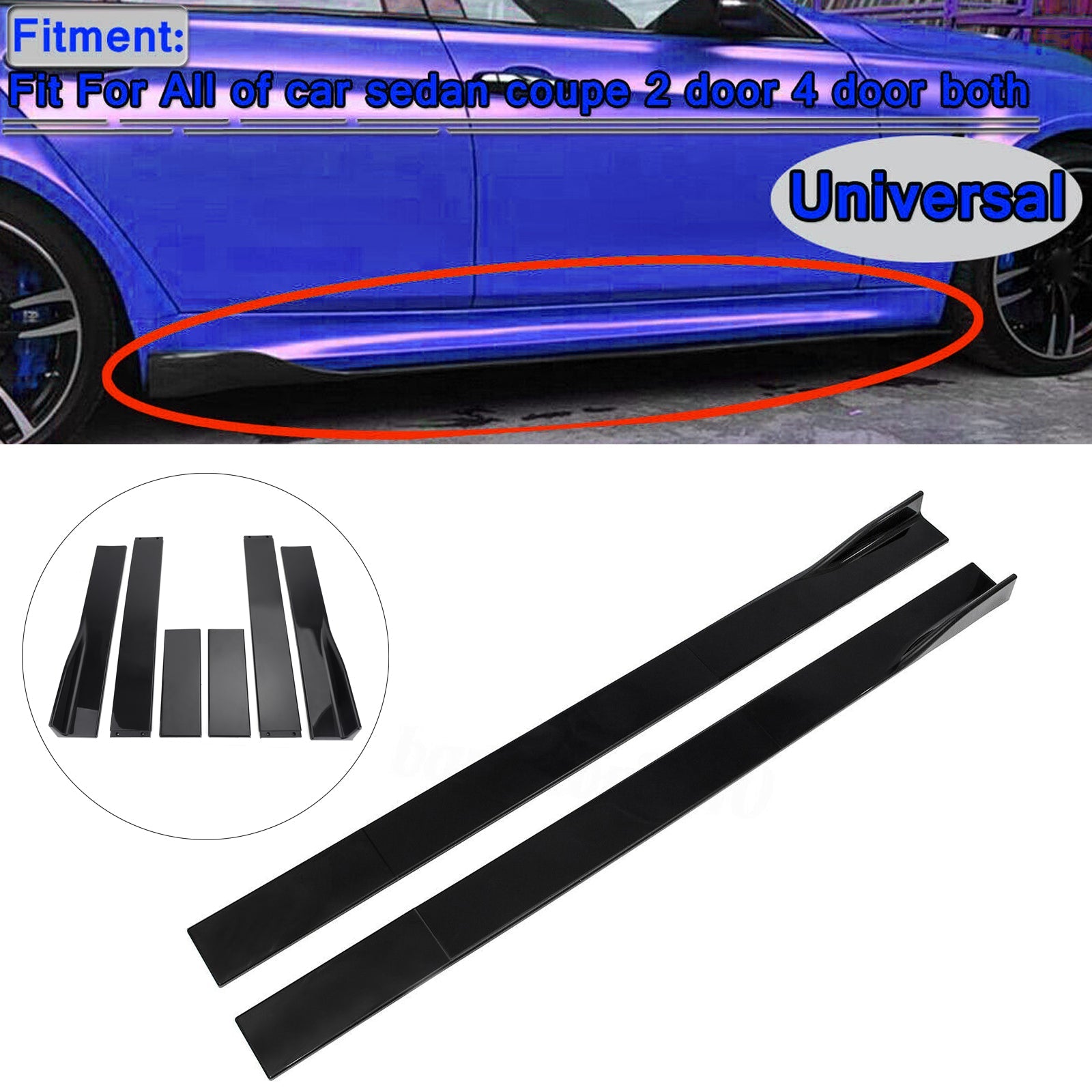 78.7'' Universal Side Skirt Extensions Rocker Panel Splitters Lip Polypropylene Generic