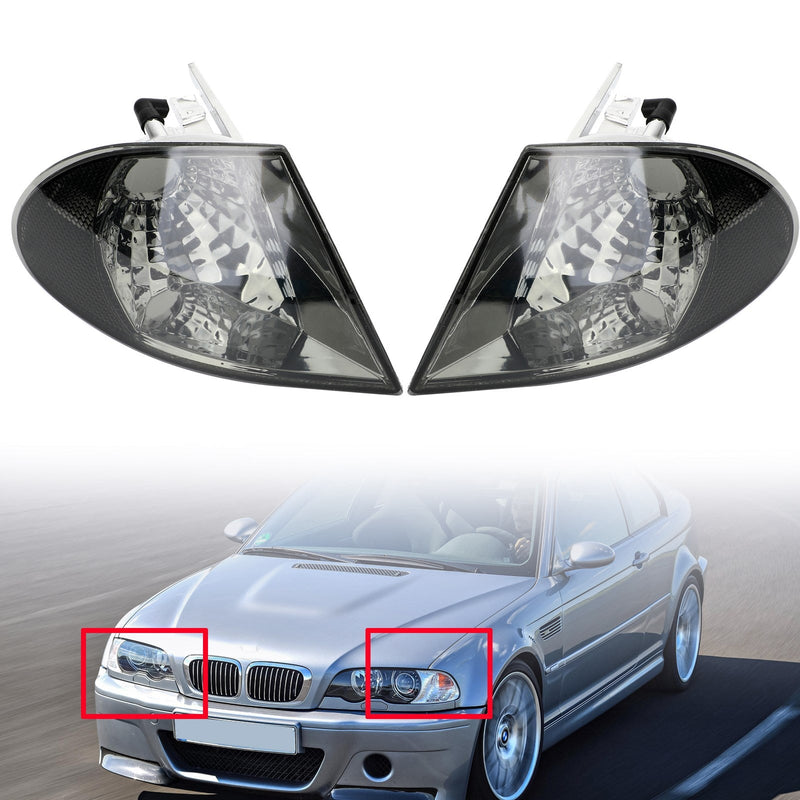 أضواء زاوية زاوية الانعطاف الواضحة لسيارة BMW 3 Series E46 99-01 رمادي عام