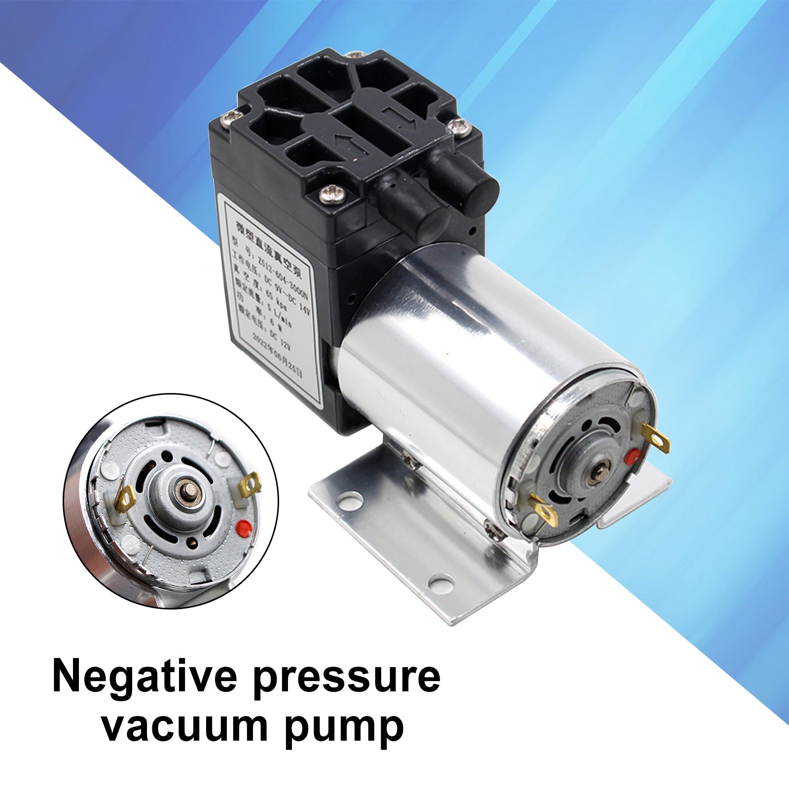 DC12V Mini Vacuum Pump Negative Pressure Suction Pump 5L/min 65kpa With Holder