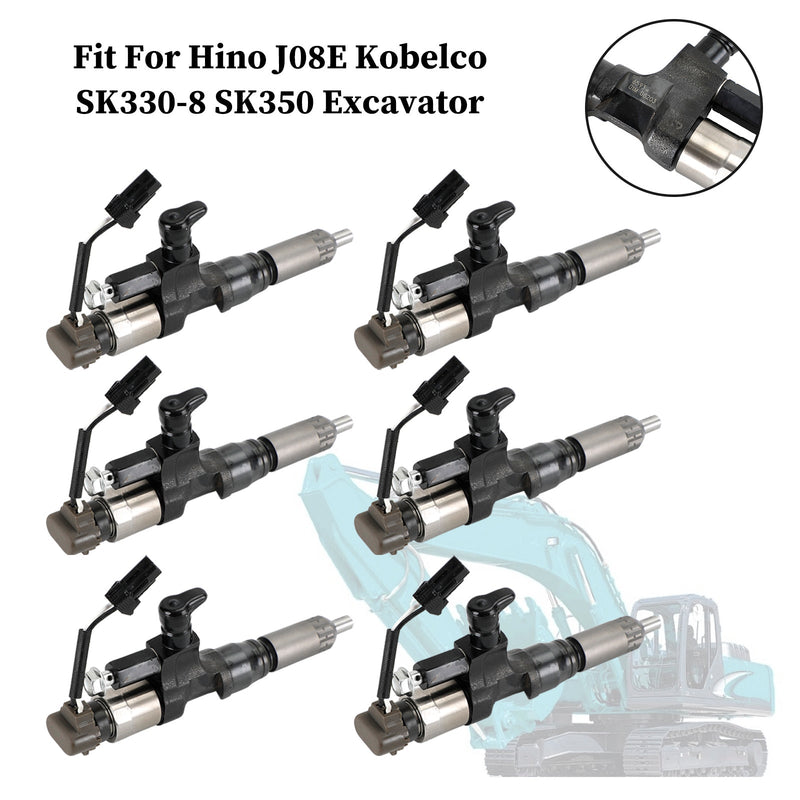 1984-2018 Hino J08E Kobelco 3.8 4.7 Diesel 6PCS Inyectores de combustible 095000-6593
