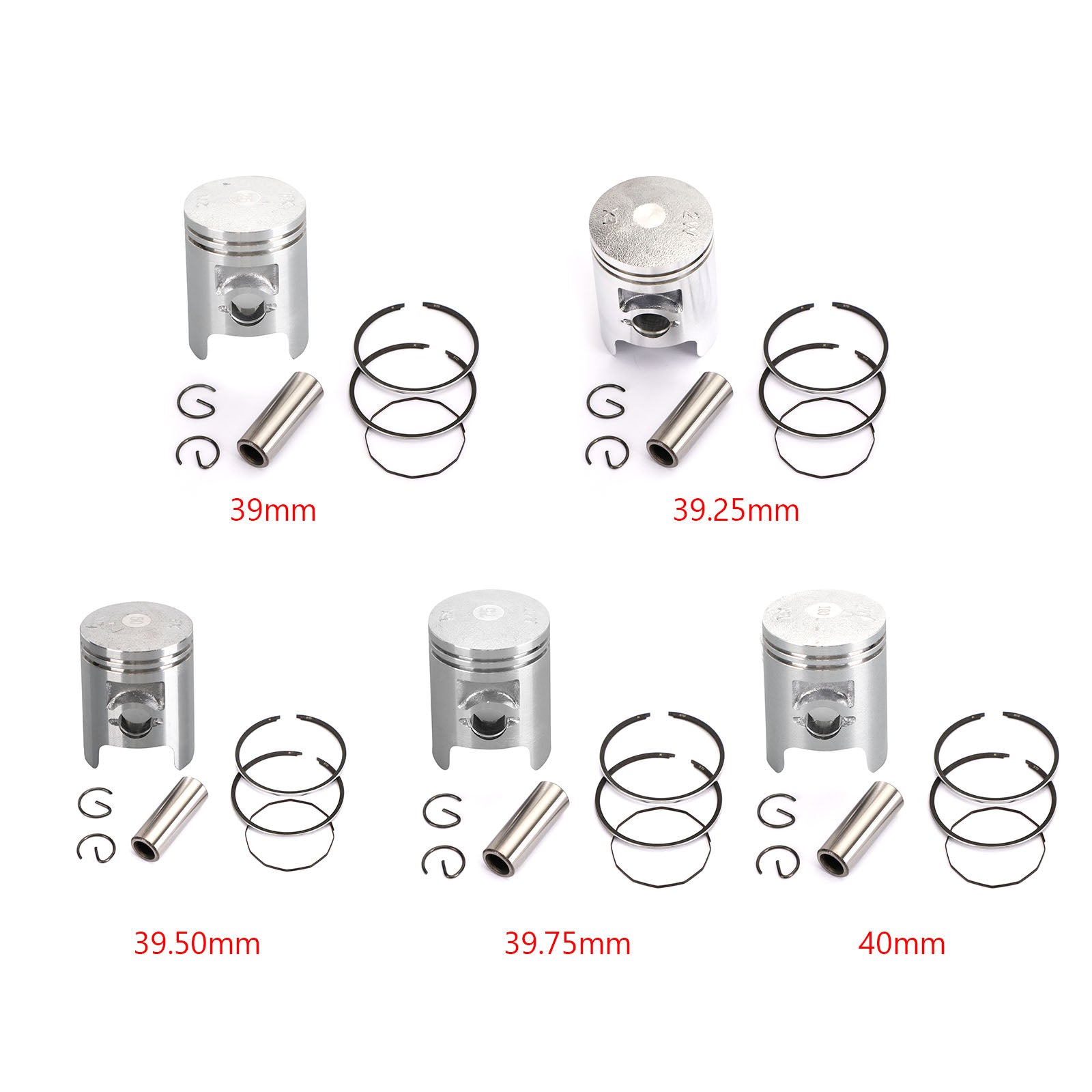 Piston Pin Ring Set STD / +0.25 / +0.50 Bore Size Fit for Yamaha T135 Crypton X LC135 Generic