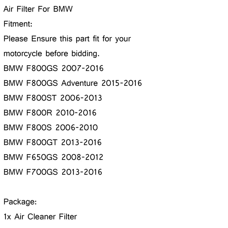 Limpiador de filtro de aire para BMW F800GS ADVENTURE 2007-2016 F650700GS PN.BM-8006 Genérico