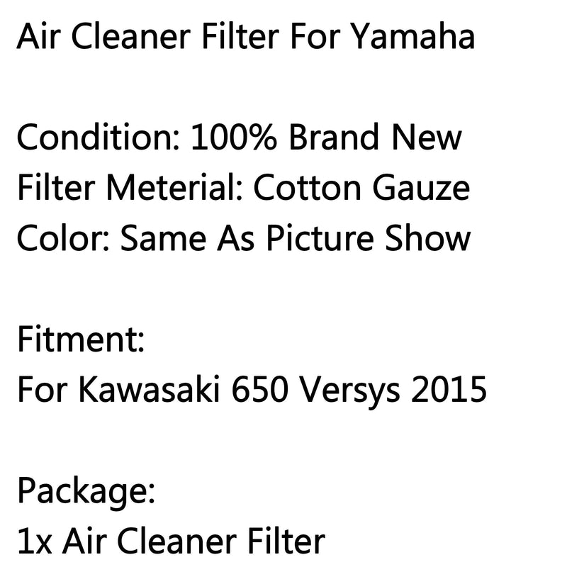 منقي هواء عالي التدفق للدراجات النارية لـ Kawasaki 650 Versys 2015 Generic