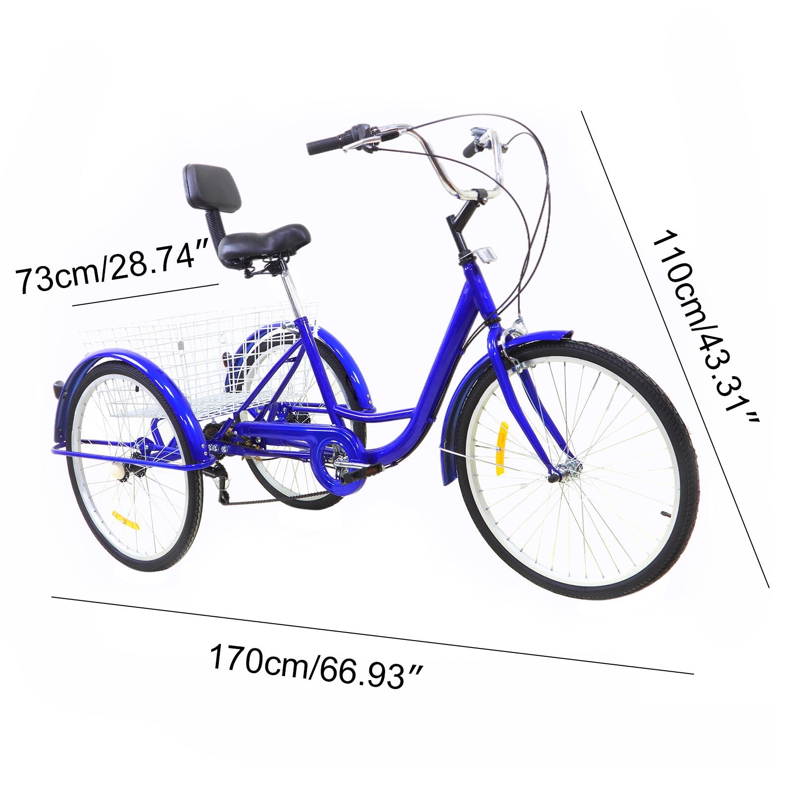 7-Speed 24" Adult 3-Wheel Tricycle Cruise Bike Bicycle With Basket