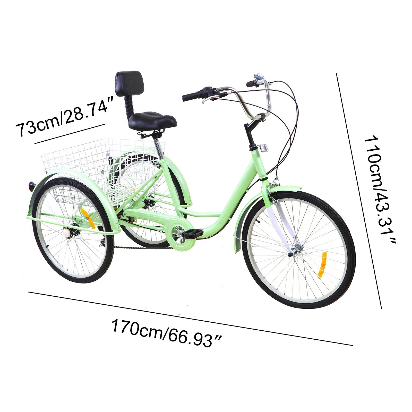 7-Speed 24" Adult 3-Wheel Tricycle Cruise Bike Bicycle With Basket