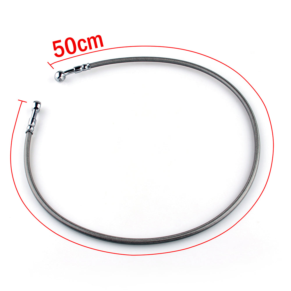 50cm/19 Motorcycle Brake Oil Hose Line Banjo Fitting Stainless Steel Swivel End