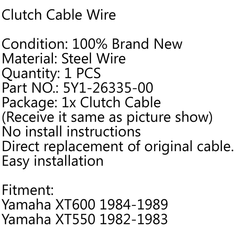 Nuevo reemplazo de cable de embrague para Yamaha XT600 1984-1989 XT550 1982-1983 genérico