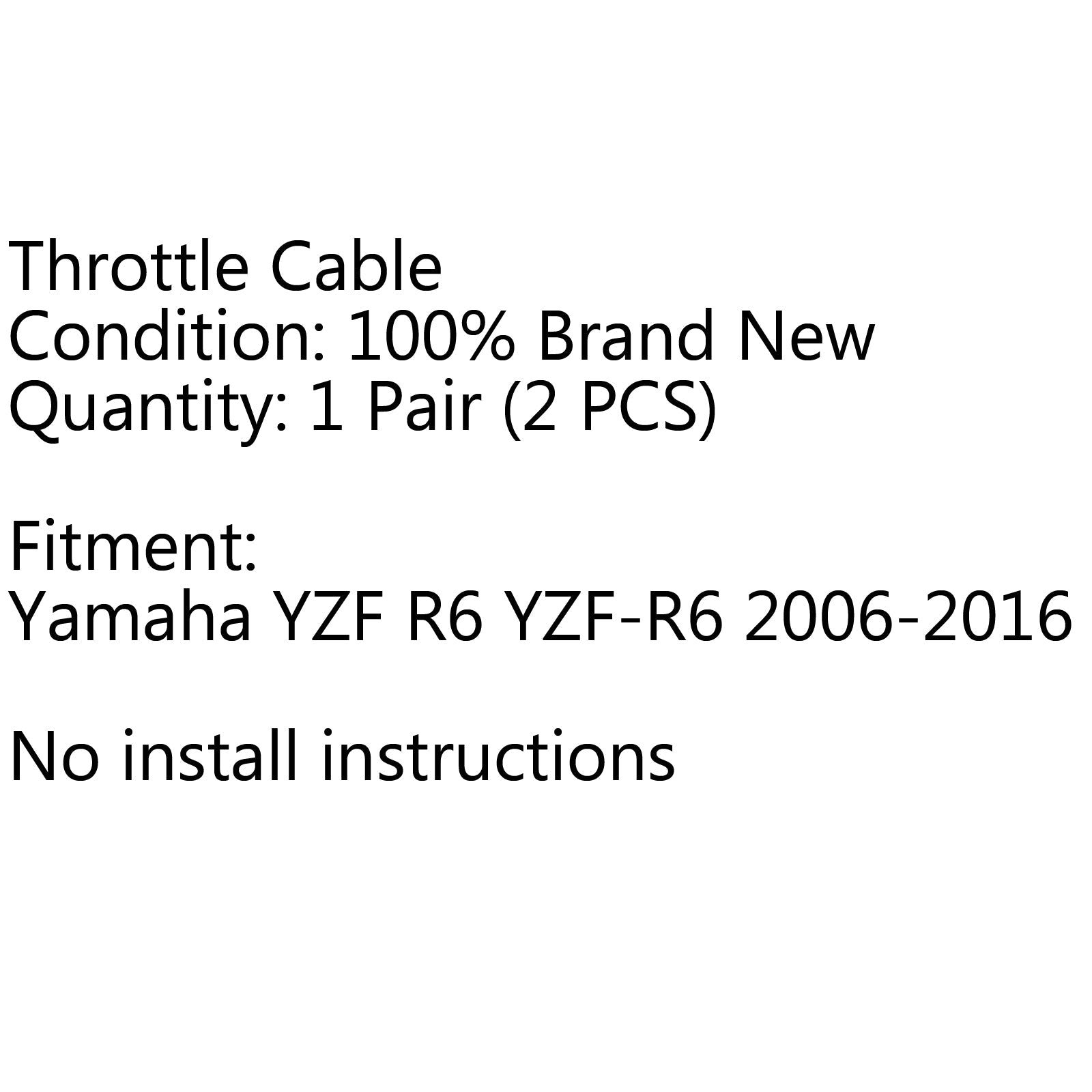 Throttle Cable Push/Pull Wire Line Gas For Yamaha YZF R6 YZF-R6 06-16 Generic