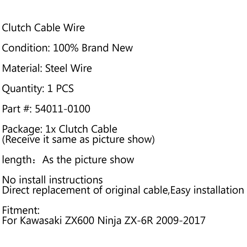 Reemplazo del cable del embrague para Kawasaki ZX600 Ninja ZX-6R 2009-2017 2010 2012 Genérico