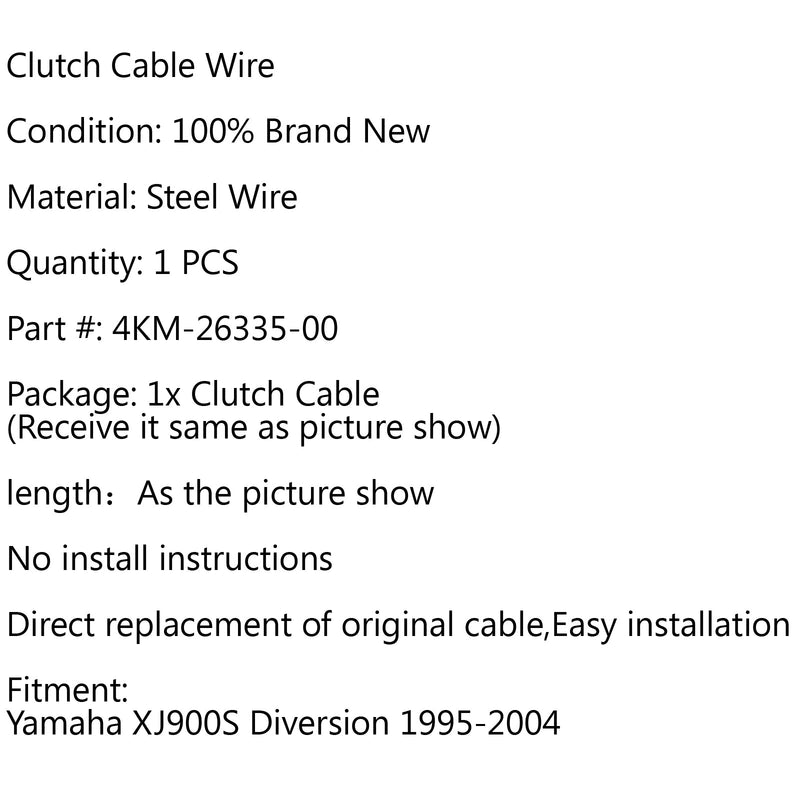 Reemplazo del cable del embrague 4KM-26335-00 para Yamaha XJ900S Diversion 1995-2004 Genérico