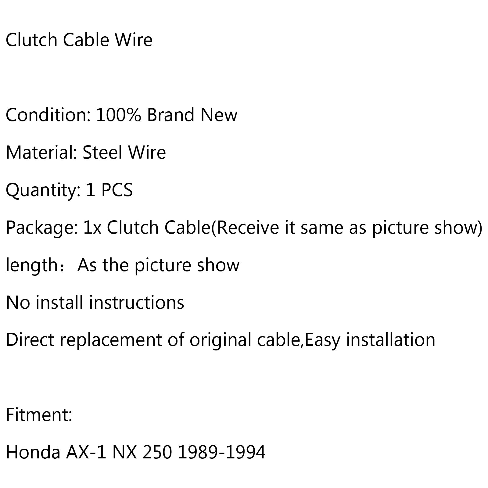 Wire Steel Braided Clutch Cable Replacement For Honda AX-1 NX 250 1989-1994 Generic